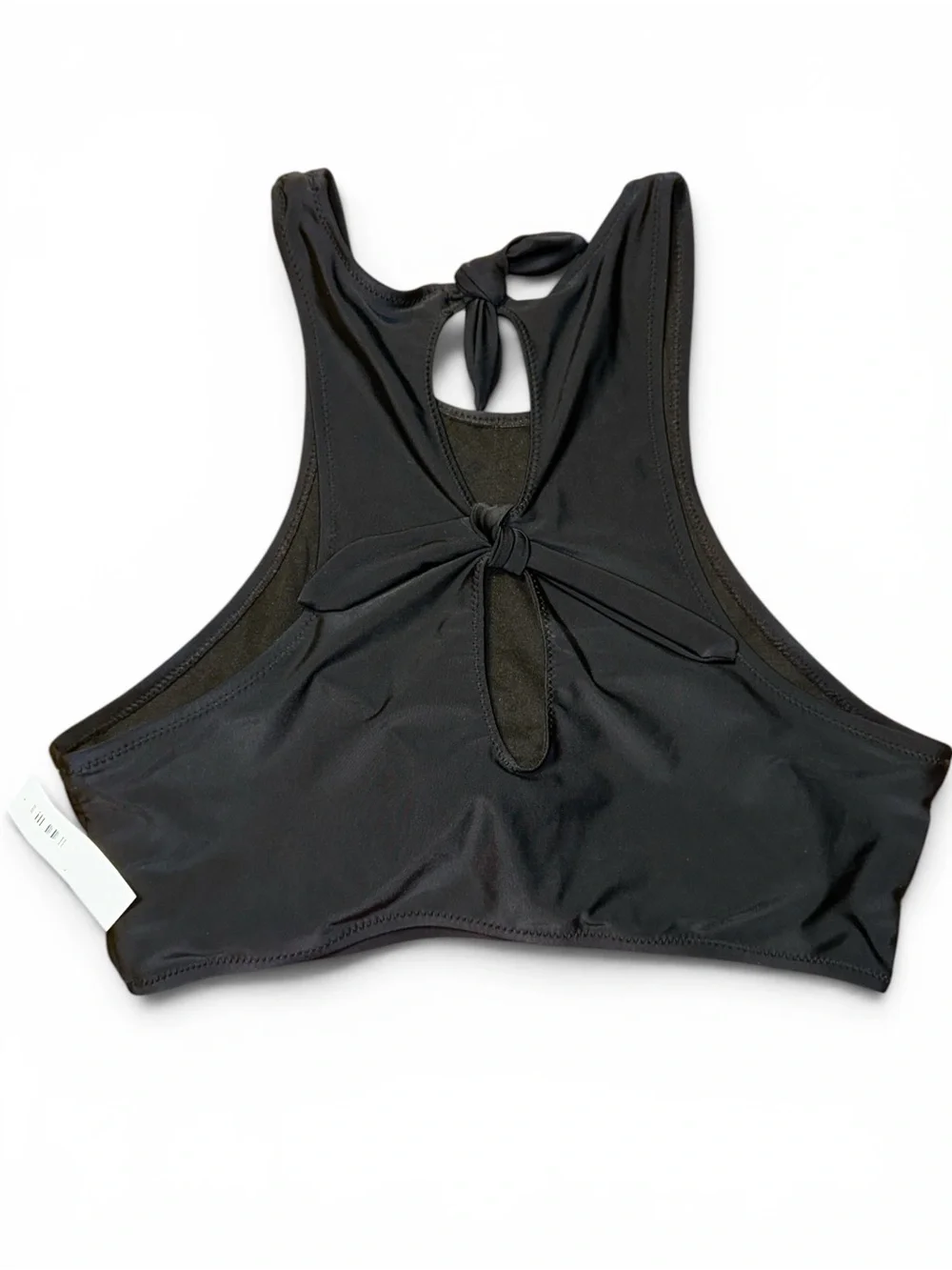Old Navy Black High Neck Tie Back Bikini Swim Top size L NWT